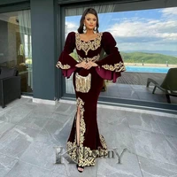 kybeliny winered mermaid slit evening dresses appliques prom robe de soiree graduation celebrity vestidos fiesta women formal