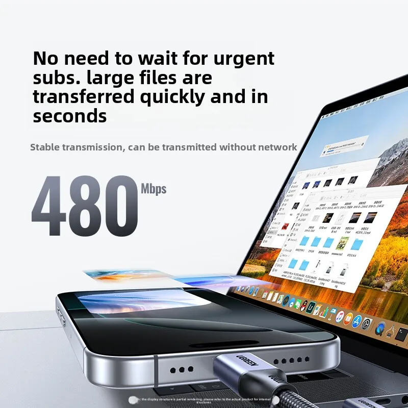 UGREEN Магнитный кабель типа C к типу C 100 Вт PD Быстрая зарядка 5A для Apple iPhone iPad iMacbook USB C Зарядное устройство 1 м Android плетеный (art.: 3920d0239aa35) - 3920d0239aa35