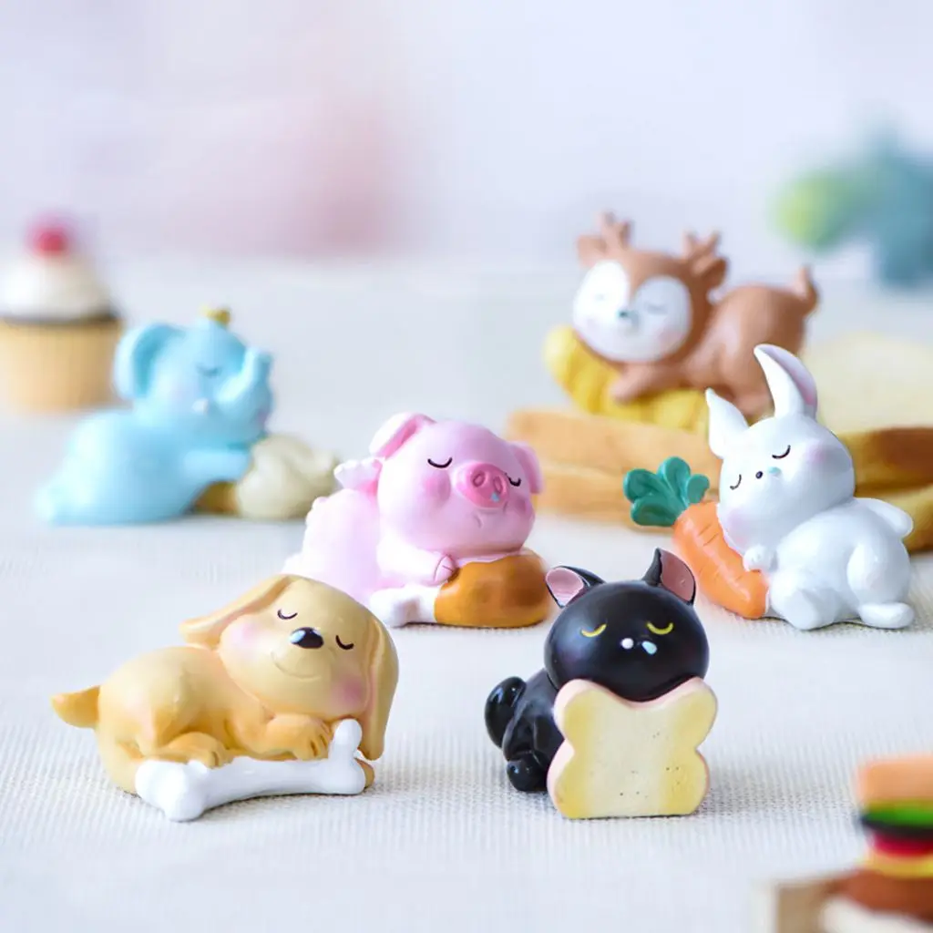 

Lovely Mini Craft Figurine Piggy Elephant Rabbit Cat Ornament Moon House Fantasy Resin Home Garden Decoration Desktop Ornaments