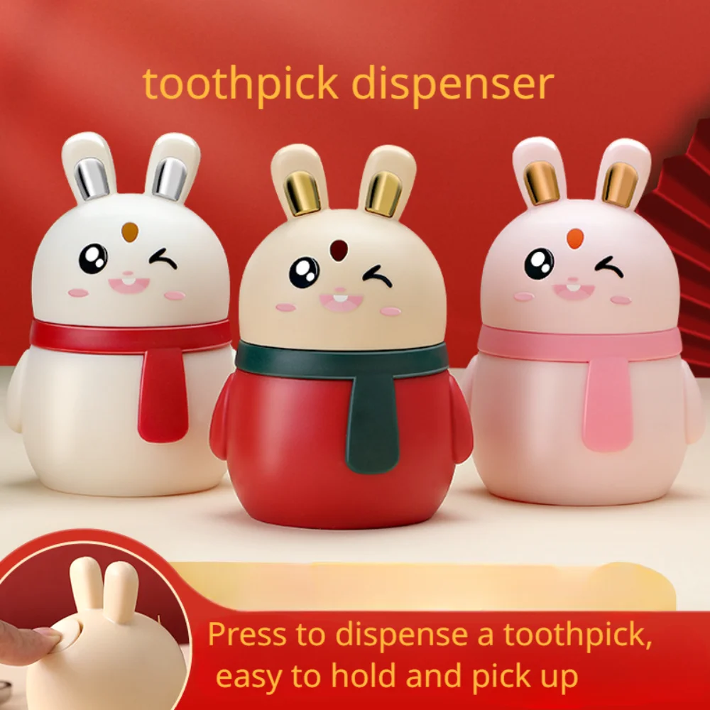 

Household Bunny Pressed Toothpick Dispenser Hotel Automatic Pop-up Toothpick Holder Cartoon Cute Cotton Swab Holder
