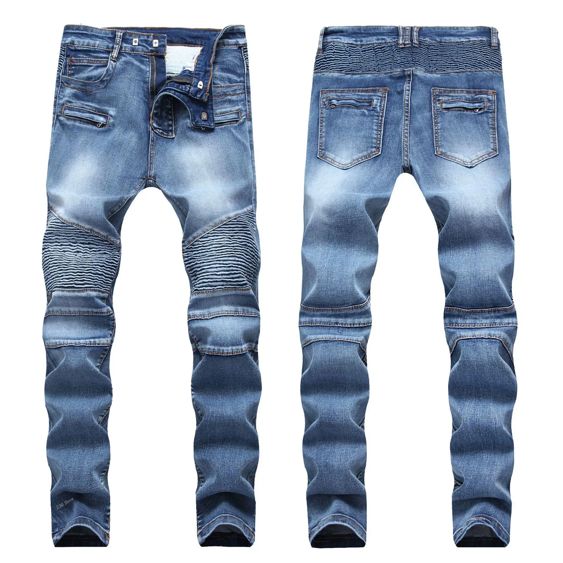 

DIMI Denim Trousers Pants Straight Plus Size 28-40 Designer Men's Biker Jeans Vintage Washed Motorcycle