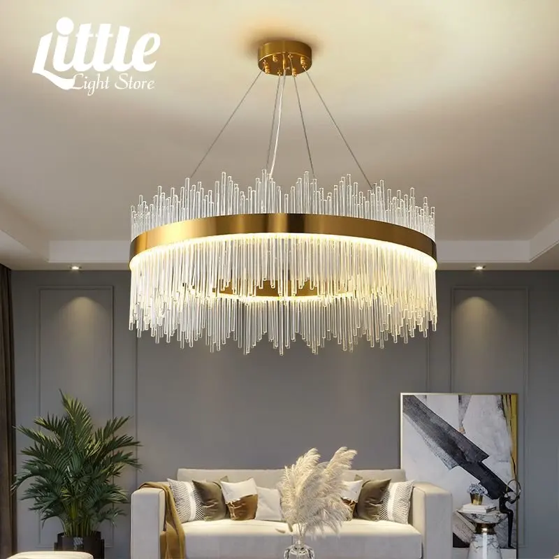 

Postmodern Modern Crystal Pendant crystal chandelier Nordic round LED Dimming Living Dinning Room Hangging Indoor Led Lighting