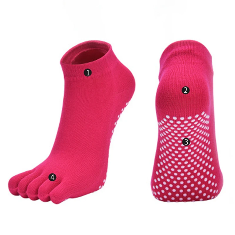 5 PairsLong Yoga Toe Socks Ladies Five-finger Socks Non-slip Floor Jumping Exercise Runnining Woman Socks Cotton