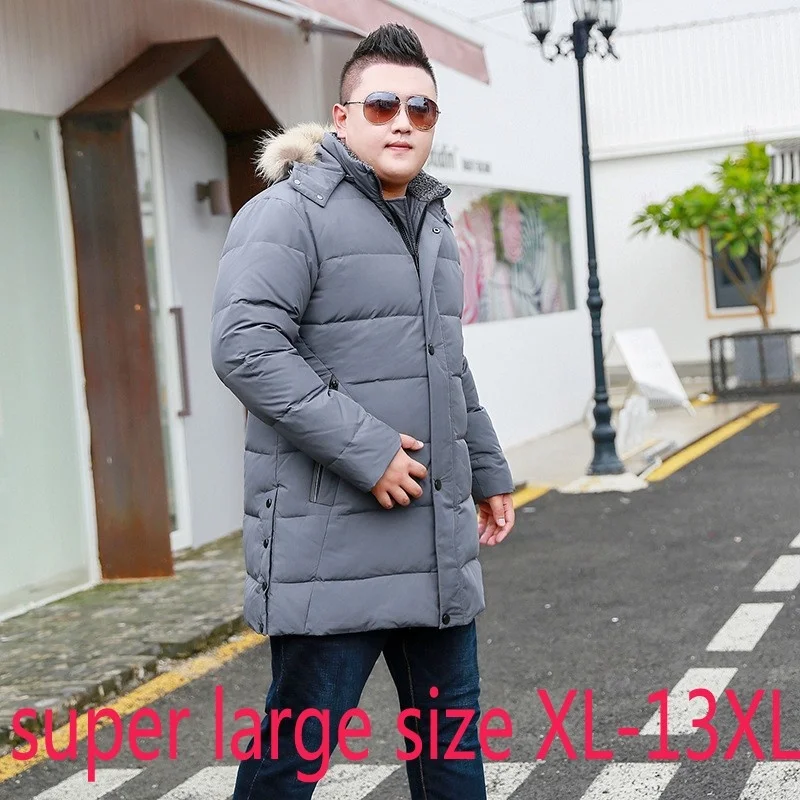 

New Fashion High Quality Men Long Extra Large Thickened Coat White Duck Down Casual Down Jacket Plus Size XL-10XL 11XL 12XL 13XL