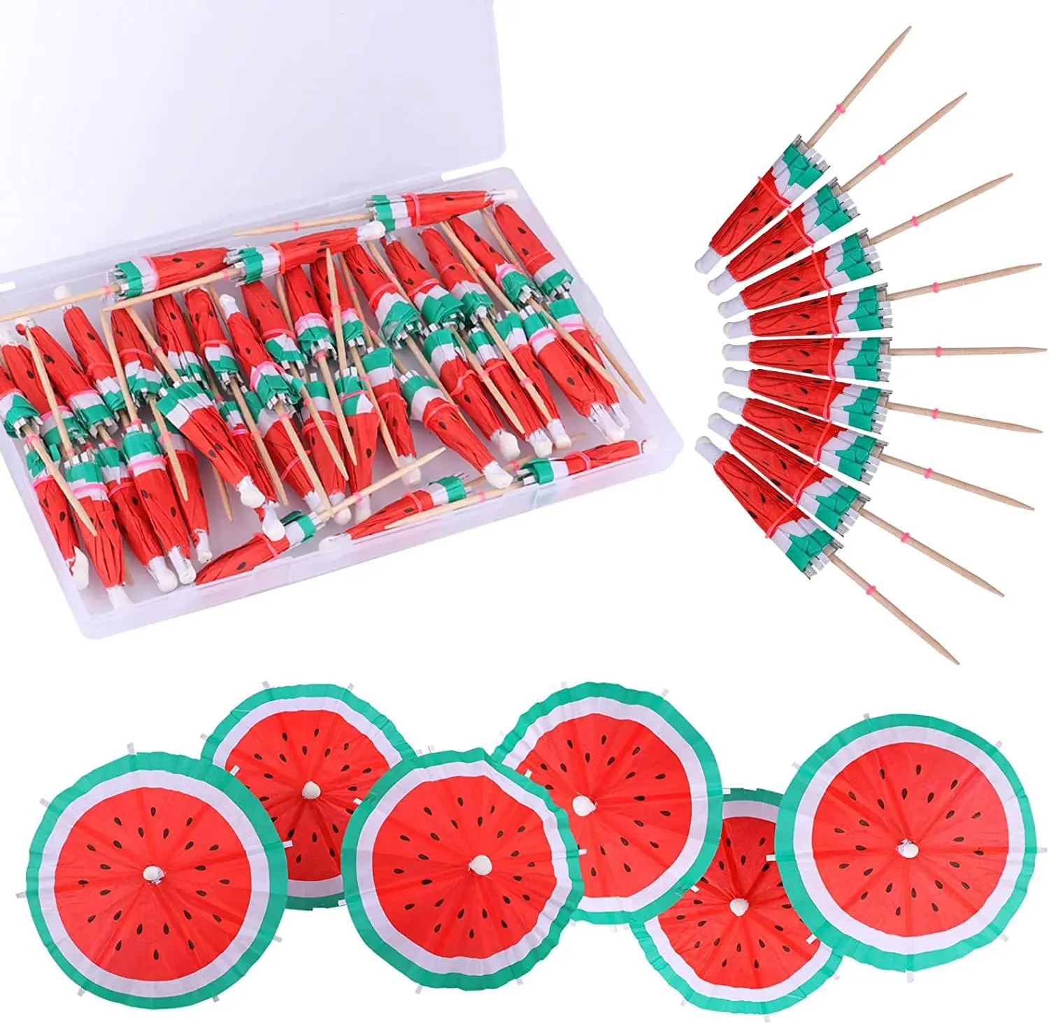 

Paper Watermelon Umbrella Toothpick Umbrella Wine Glass Decoration Hawaii Party Pool Party Aloha Theme Party Supplies