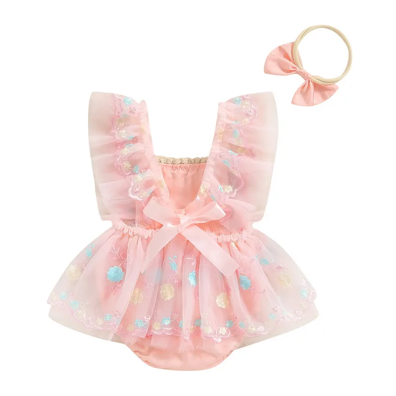 Летний комплект из 2 предметов для маленьких девочек сетчатый комбинезон с