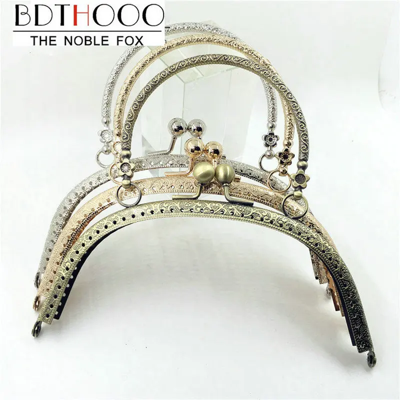 10pcs 16.5cm Metal Clasps Purses Frame Embossed Handles for Handbags Kiss Lock DIY Crafted Silver Tone Bag Accessories