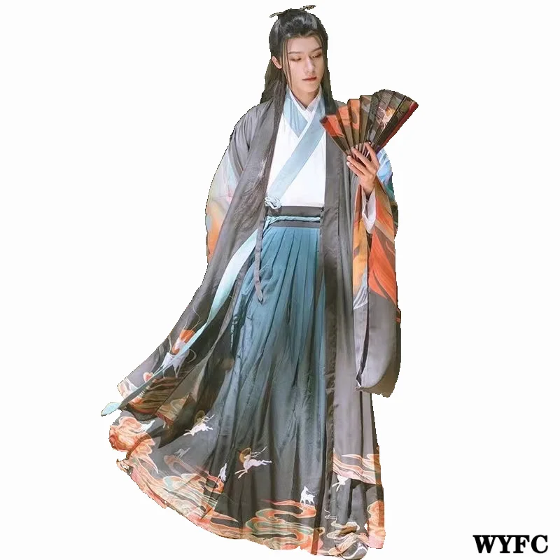 

Парная женская одежда Hanfu с широким рукавом для повседневной вечерние Ки, вечерний костюм для шоу, черный, красный элегантный повседневный к...