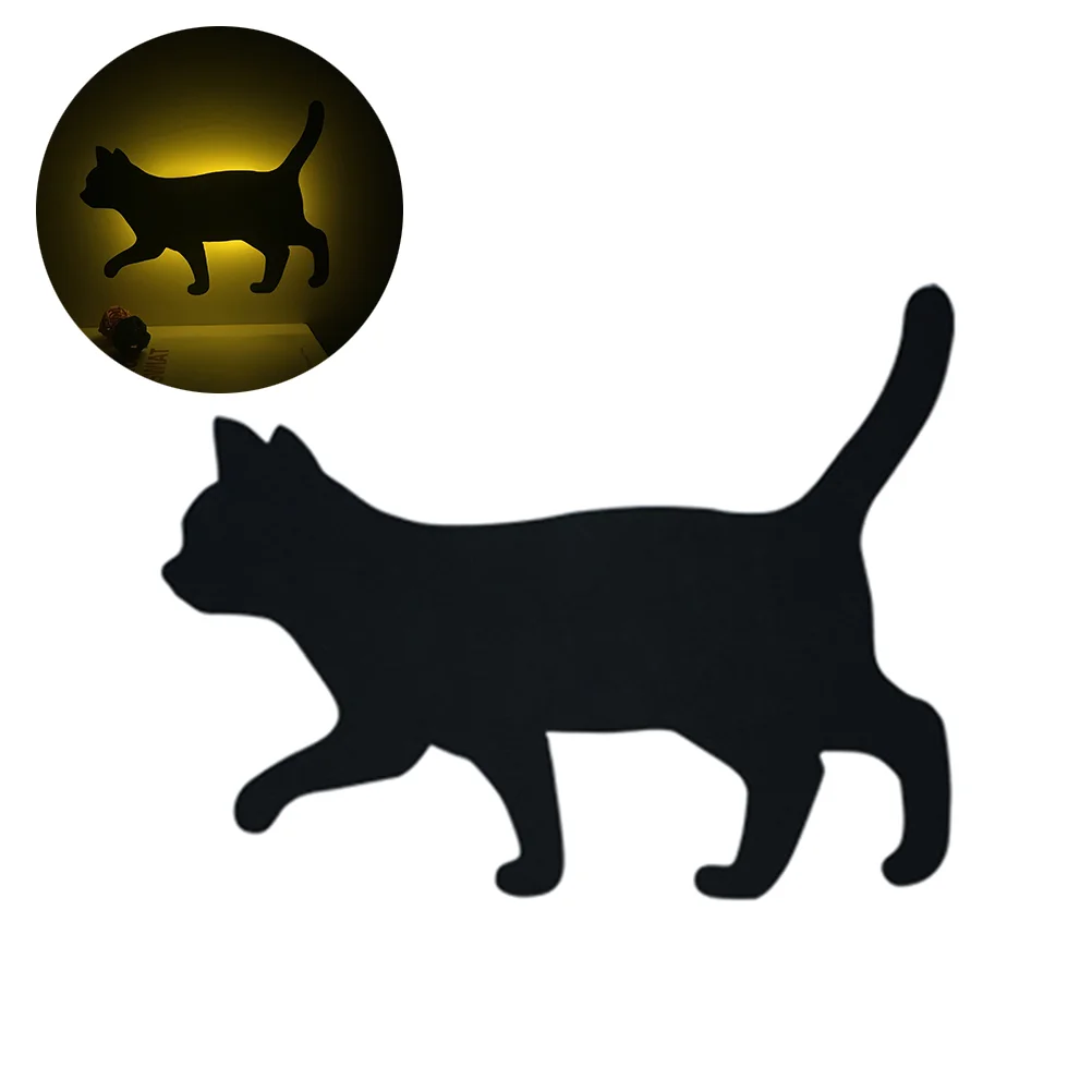 

Night Lamp Cat Light Led Lights Voice Wall Bedside Control Kitten Silhouette Kids Activatedbedroom Novelty Gift Room Decor Black