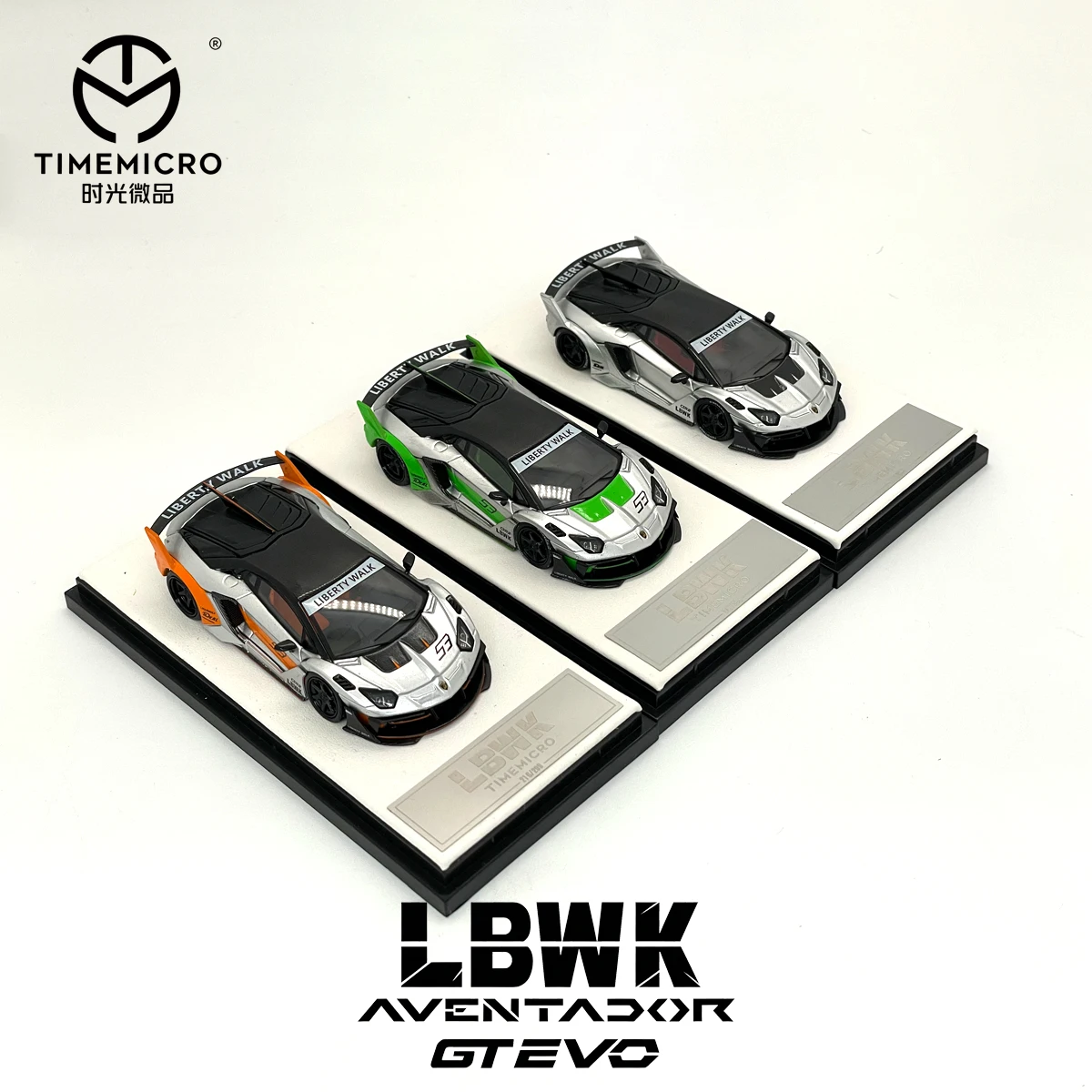Фото В наличии: Модель автомобиля LBWK 1:64 TimeMicro Aventador LP700 GT‑EVO Supercar Widebody Liberty Walk из литого металла. №1