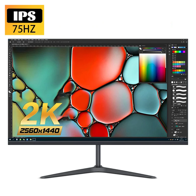 27Inch 2K Monitor 75Hz QHD Gaming Monitor Computer Support IPS Panel DC Flicker-Free Eye Protect HDMI USB DP Interface 2560*1440