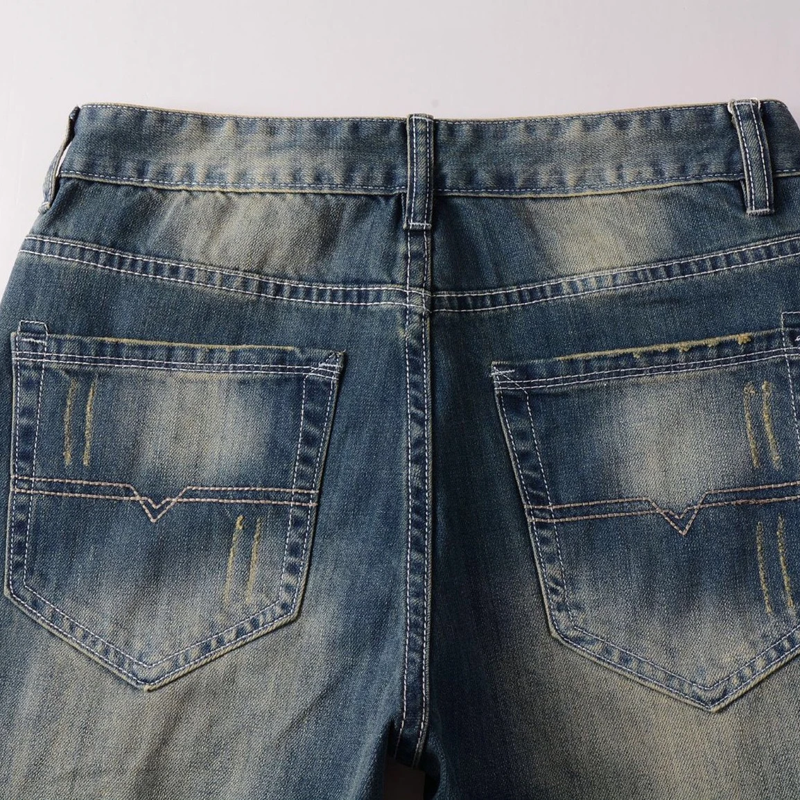 2023 Men Ripped Jeans Casual Fashion Classic Style Pure Color Denim Pants New High Quality Stretch Slim Male Pencil Trouser Blue