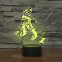 skiing lamp illusion 3d led night light skier table lamp 16 color with remote creative birthday gift for ski lovers home decor