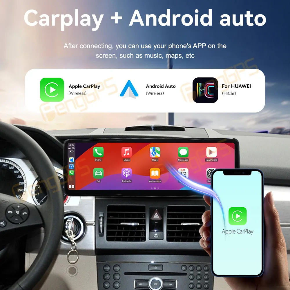 14 9 дюйма Android 13 для Mercedes-Benz GLK 09-12 Сенсорный автомобильный экран Навигация Carplay