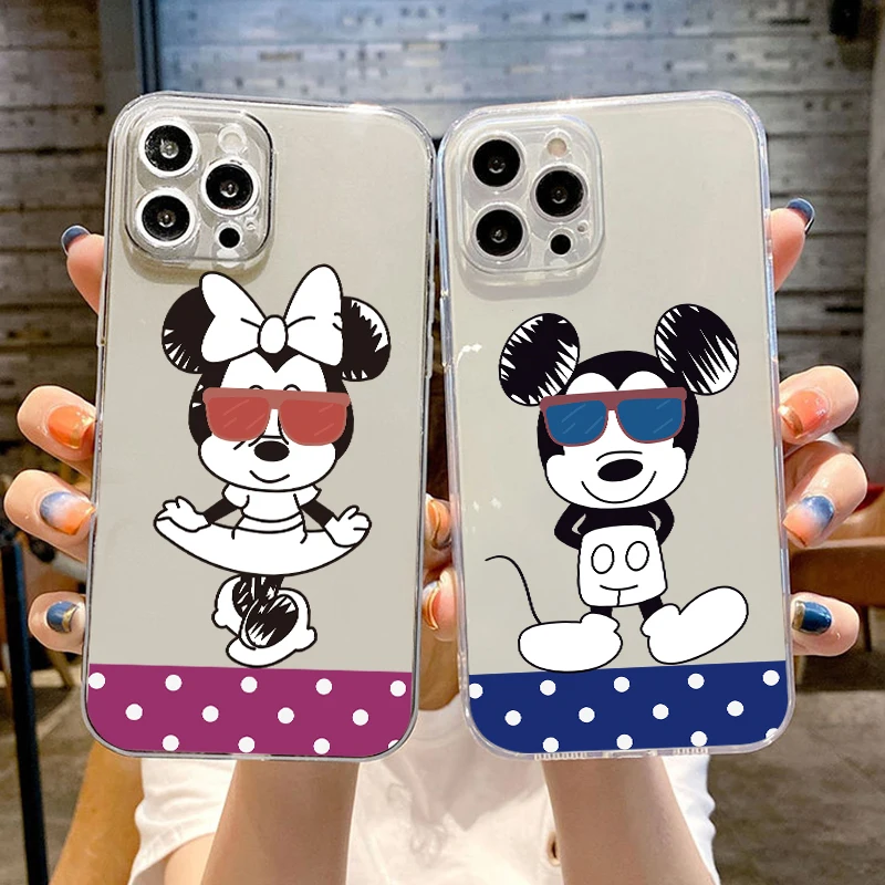 

Mickey Minnie Mouse Disney For iPhone 13 12 11 Pro Max 13 12 Mini 6 6S 7 8 Plus SE2 X XR XS Max Clear Phone Case Carcasa Coque