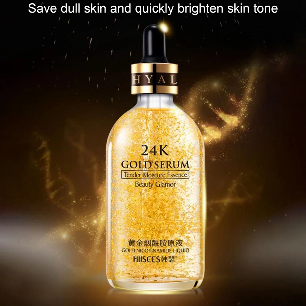 

30/60/100ml 24K Gold Face Serum Brightening Skin Tone Hyaluronic Acid Moisturizing Essence Anti wrinkle Whiten Gold Skin Serum