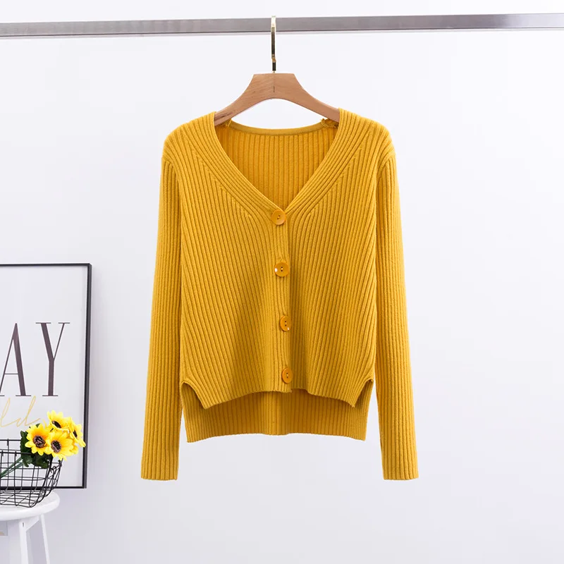 

Loose short v-neck sweater 2020 new women WHITE