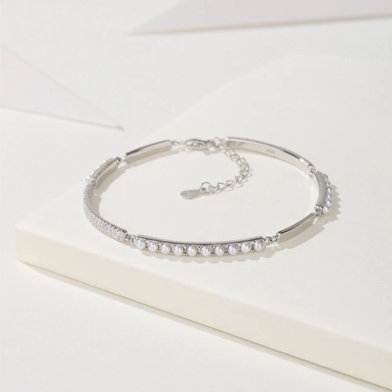 

Pearl Diamond Zircon Bracelet For Women 2023 New Exquisite Elegant Shine Bling Design Girlfriends Gift Fine Jewelry