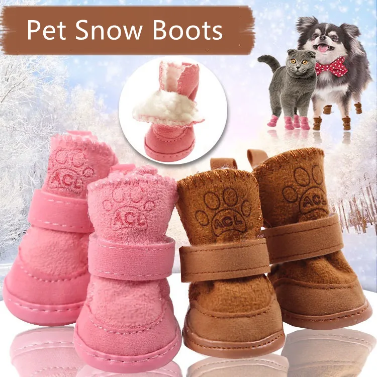 

Winter Warm Pet Shoes Non-slip Dog Cat Snow Boots for Small Dogs Chihuahua Shih Tzu Shoes mascotas Zapatos Perro Pet Paw Care