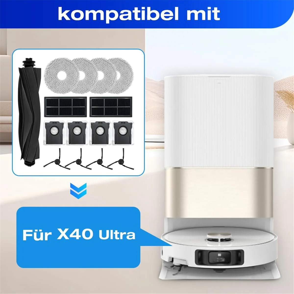 Для робота-пылесоса Dreame X40 Ultra основная боковая щетка фильтры НЕРА Швабра
