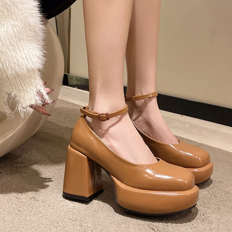 

High Heels Women Mare Jane Sandals Autumn Shallow Chunky Luxury Shoes New Women Designer 2024 Fashion Pumps Sexy Chaussure Femme