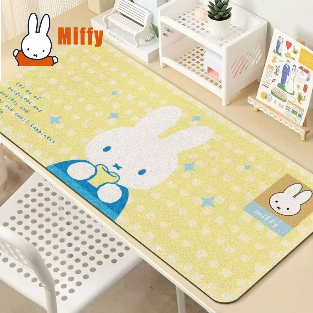 Фото Милый коврик для стола Miffy Extra Large, силиконовый коврик для мыши с кроликом, офисный коврик, впитывающий влагу, нескользящий, мягкий коврик для учебы, подарок для девочки №3