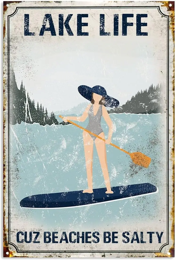 VNCgov-Lake Life пляжи Cuz быть соленым винтажный металлический жестяной знак для дома