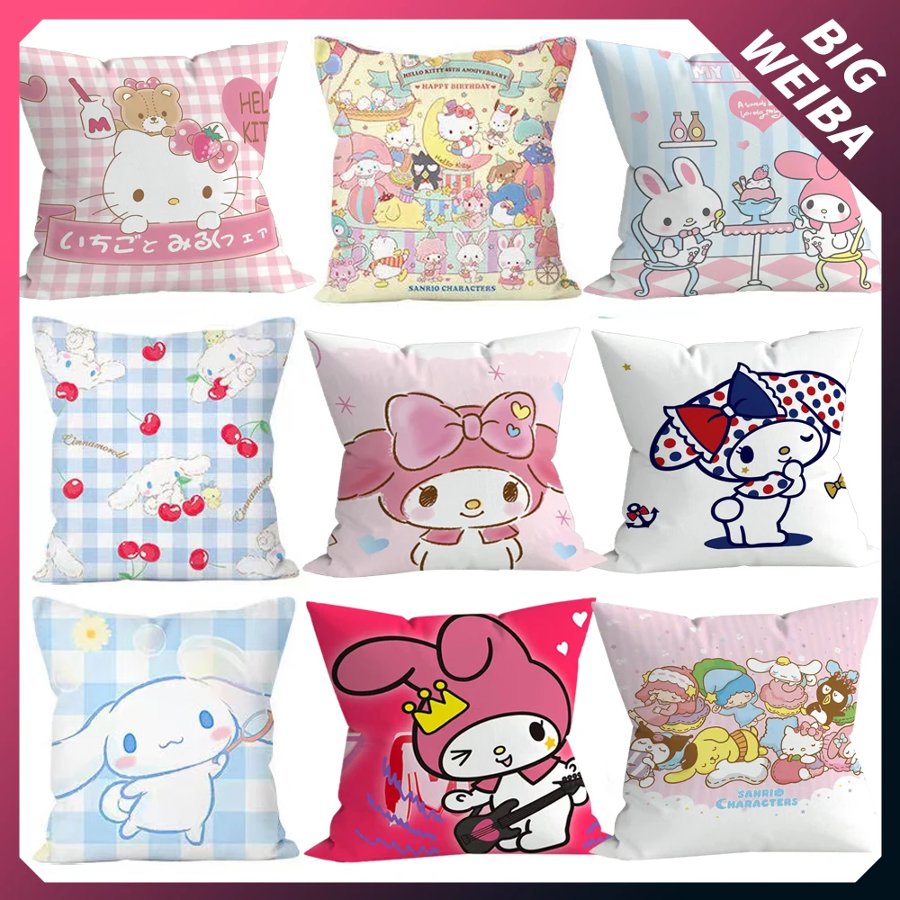 

40/45/50/60cm Kawaii Sanrios Melody Kittys Cinnamorol Cartoon Animal Cushion Cozy Couch Car Cushion Home Decorative Pillows