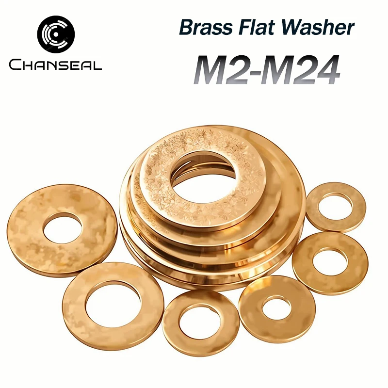 Solid Brass Flat Washer M2 M2.5 M3 M4 M5 M6 M8 M10 M12 M14 M16 Copper Plain Gasket Shim Pad Ring Spacer Circular Meson