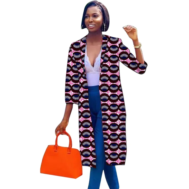 Cardigan Design Women's Long Blazers Three Quarter Sleeve Coats Trendy African Print Suit Jackets Ladies Ankara Outfit