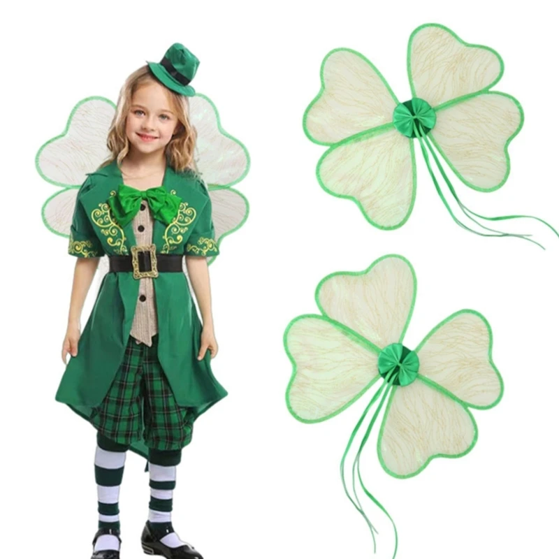 

Green Four Leaf Clover Wing St. Patricks Day Costume Accessories Luck Wing Saint Patrick's Day Party Cosplay Wing T8DE