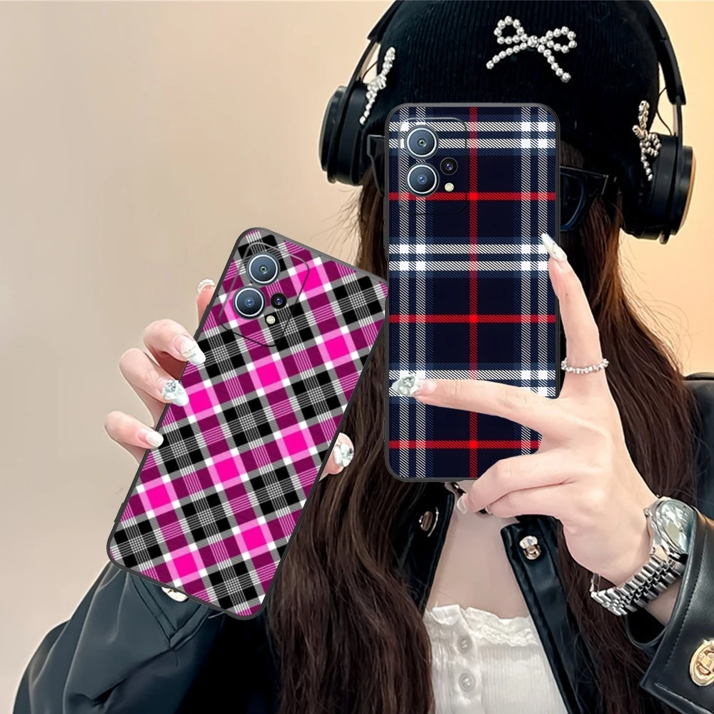 Lattice Grid Texture Mobile Cell Phone Case for Huawei P60 P50 P40 P30 P20 P10 P9 P8 Pro Lite Plus Black Soft Cover Shell