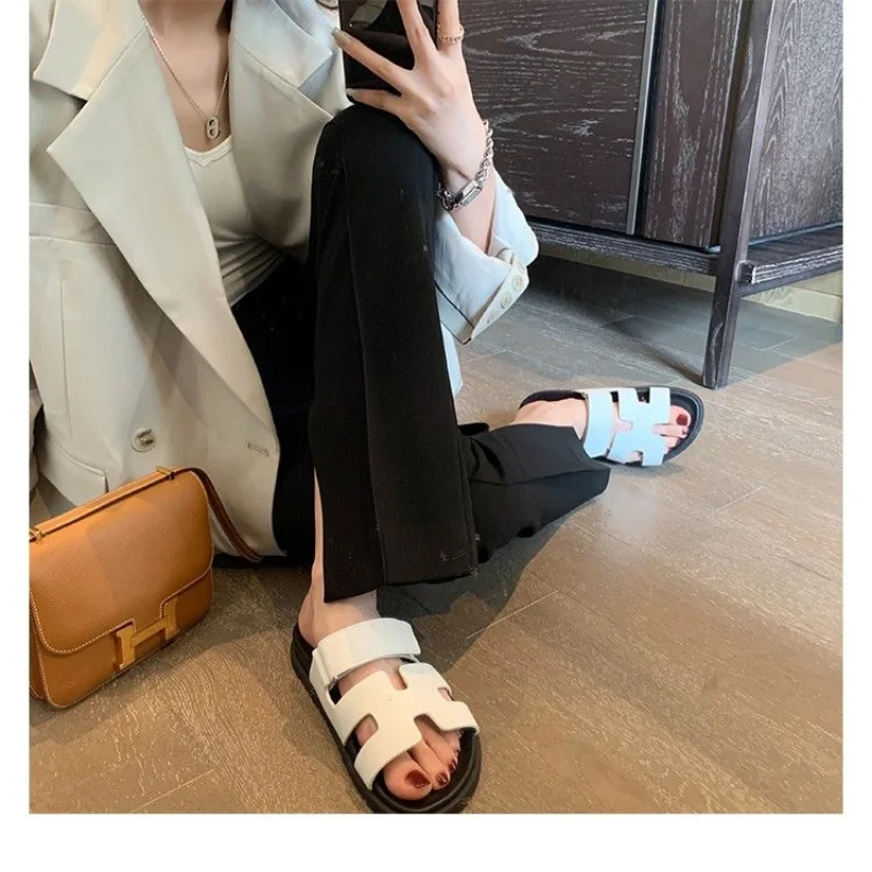 Fashion Hook Loop Women Shoes Solid Chunky Platform Sandals Open Toe Strappy Chaussures Femme Slip On Shallow Zapatillas Mujer