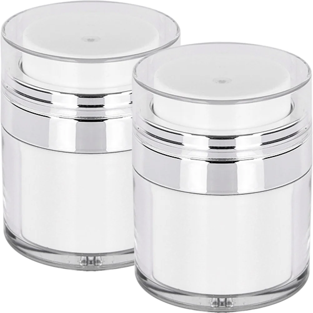 

2 Pcs Bottled Skincare Containers Face Moisturizer Push Pump Cream Jar Vacuum Dispenser Type Plastic Travel