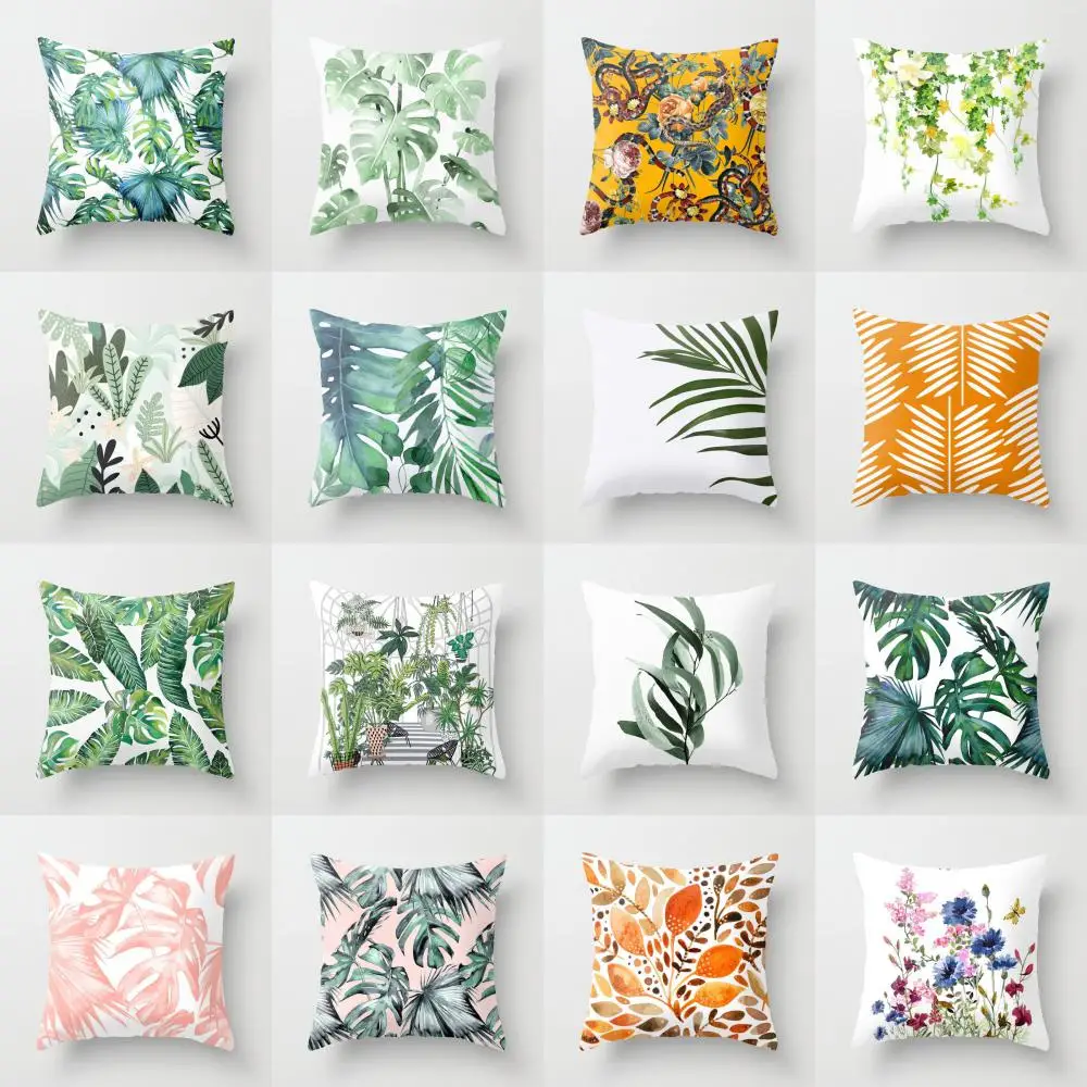 

Green tropical leaf print pattern sofa cushion cover pillowcase home decoration party car bedding