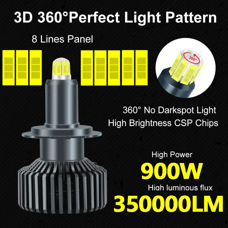 H7 LED 360° Canbus H11 H1 350000 LM HB3 HB4 9005 9006 Автомобильная лампа для фар 6000K H8 9012 HIR2