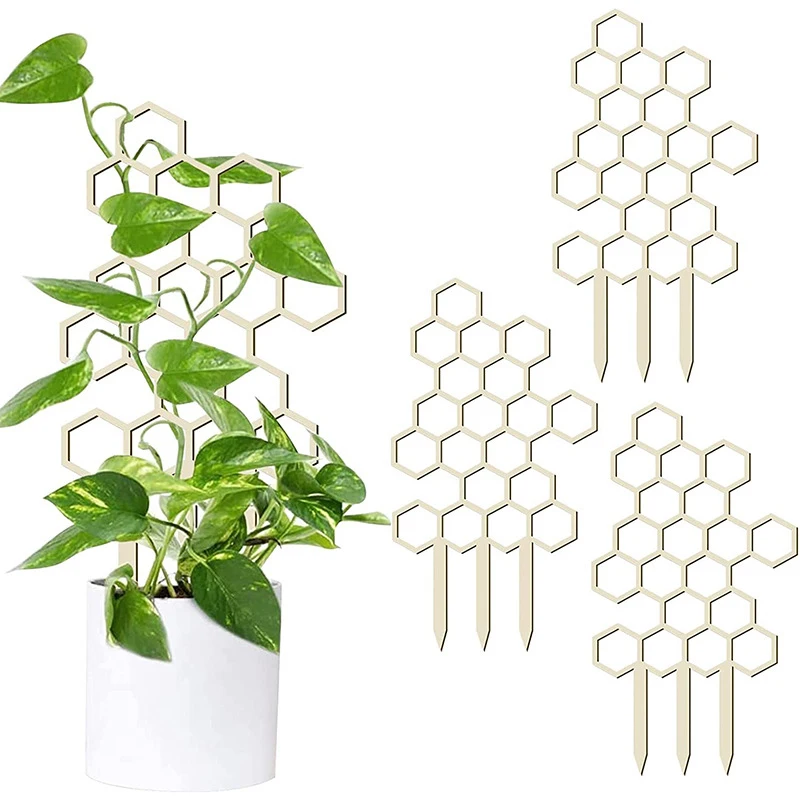 

1Pc Trellis for Potted Plants Plant Trellis Indoor Wooden Honeycomb Shape Potted Plant Flower Stem Vines Climbing Training Supp