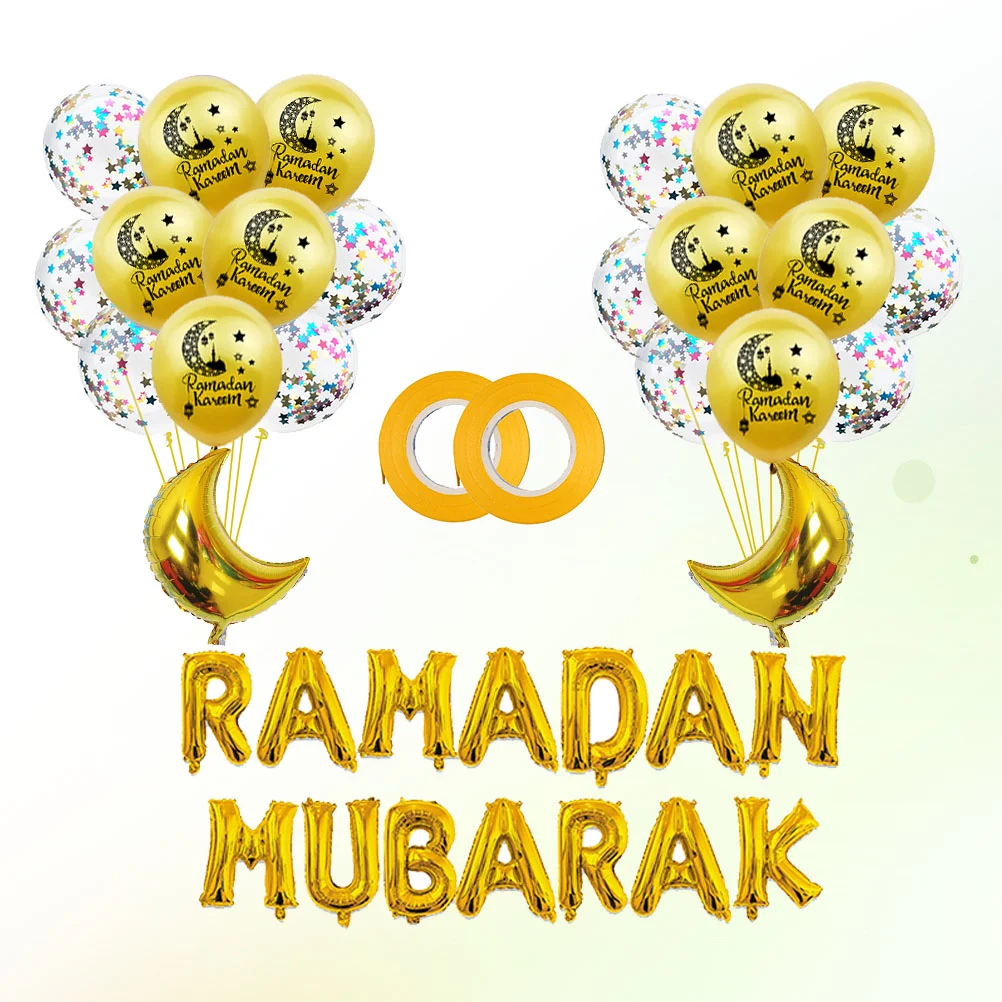 

38 Pcs Decor Home Printing Balloons Islamic Party Decoration Letter Eid Decorations Home Eid Decorations