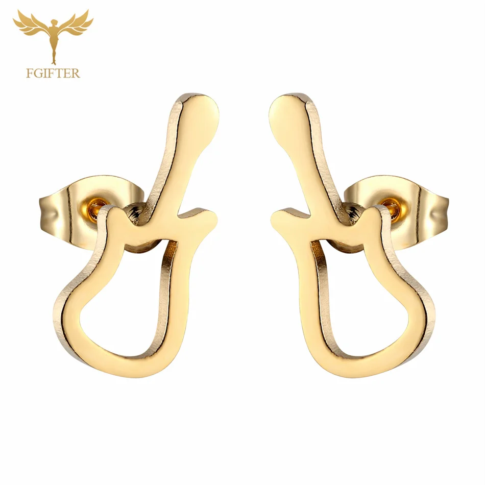 Серьги гитары золотого цвета в стиле хип-хоп для женщин модные ювелирные изделия