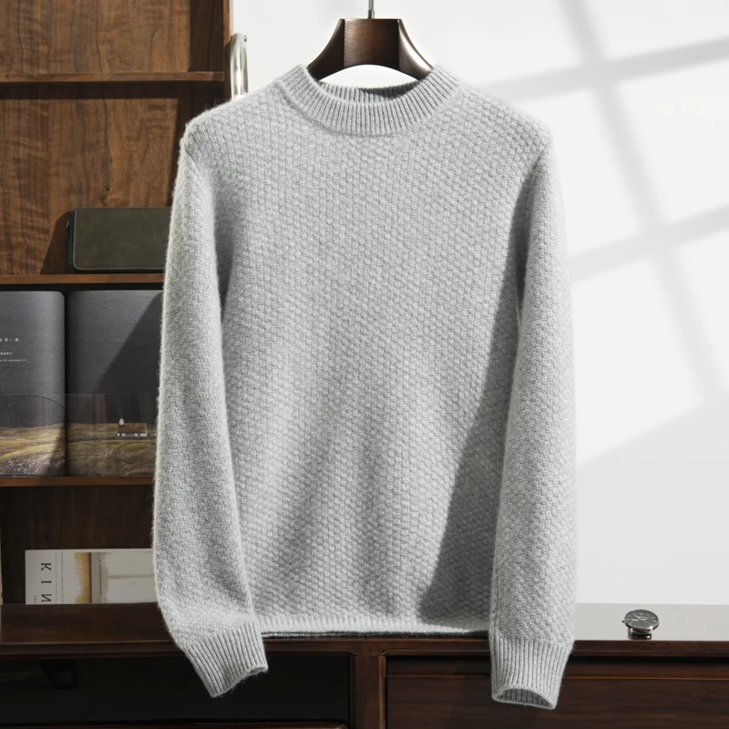 Зимний утепленный свитер из 100% чистого кашемира мужской вязаный пуловер с