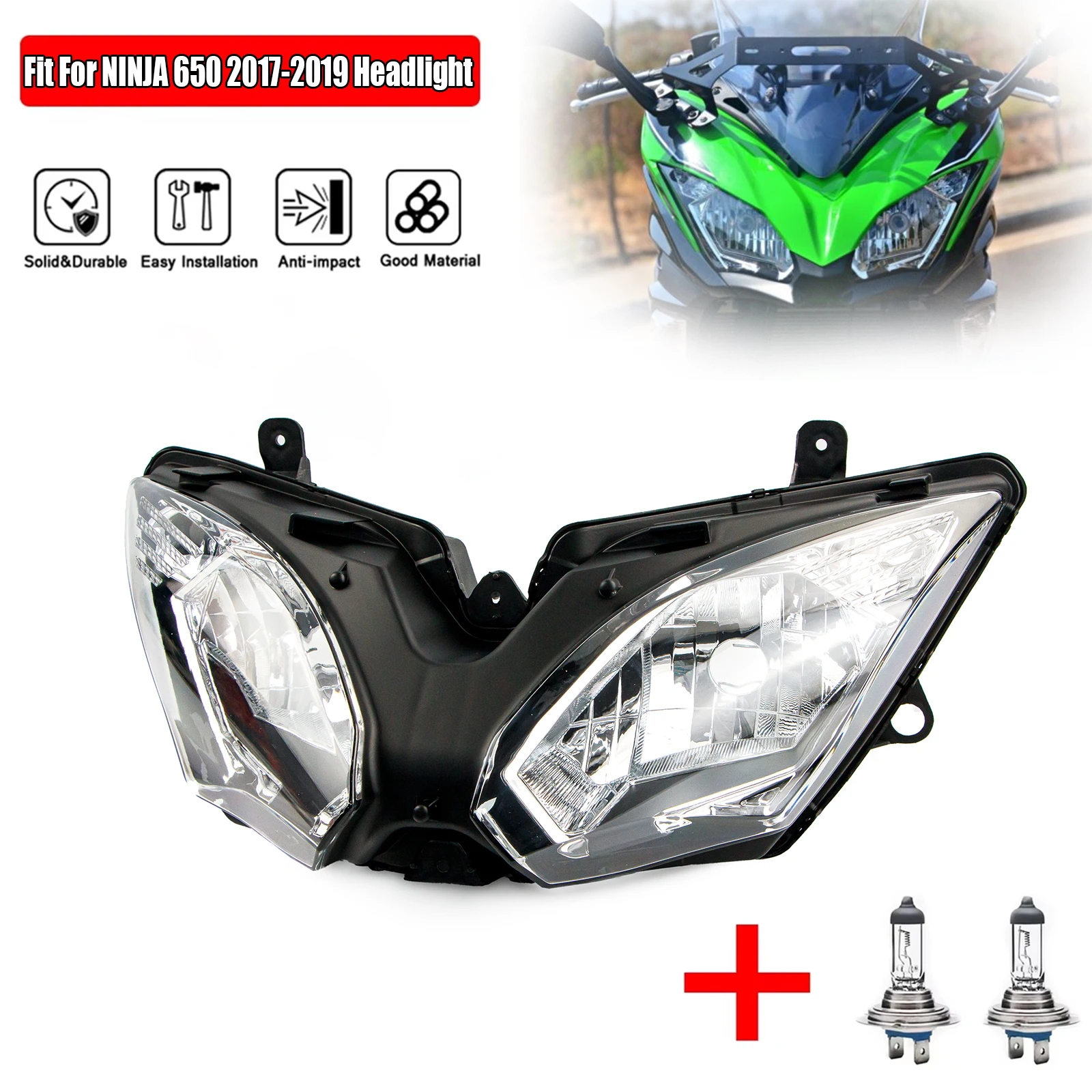 

Kolmio-Lam подходит для KAWASAKI EX650 NINJA 650 2017-2019 фары мотоцикла в сборе EX 650 NINJA650 2018 головной светильник