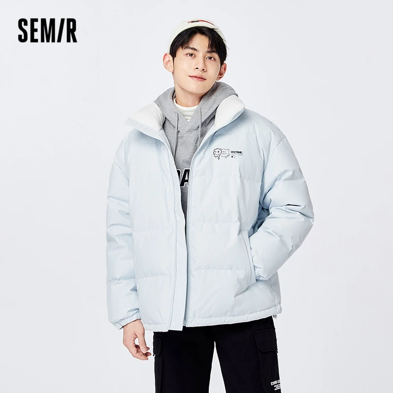 Semir Down Jacket Men 2022 Winter New Oversize Funny Fun Printing Warm Bread Clothing Couples Clothes