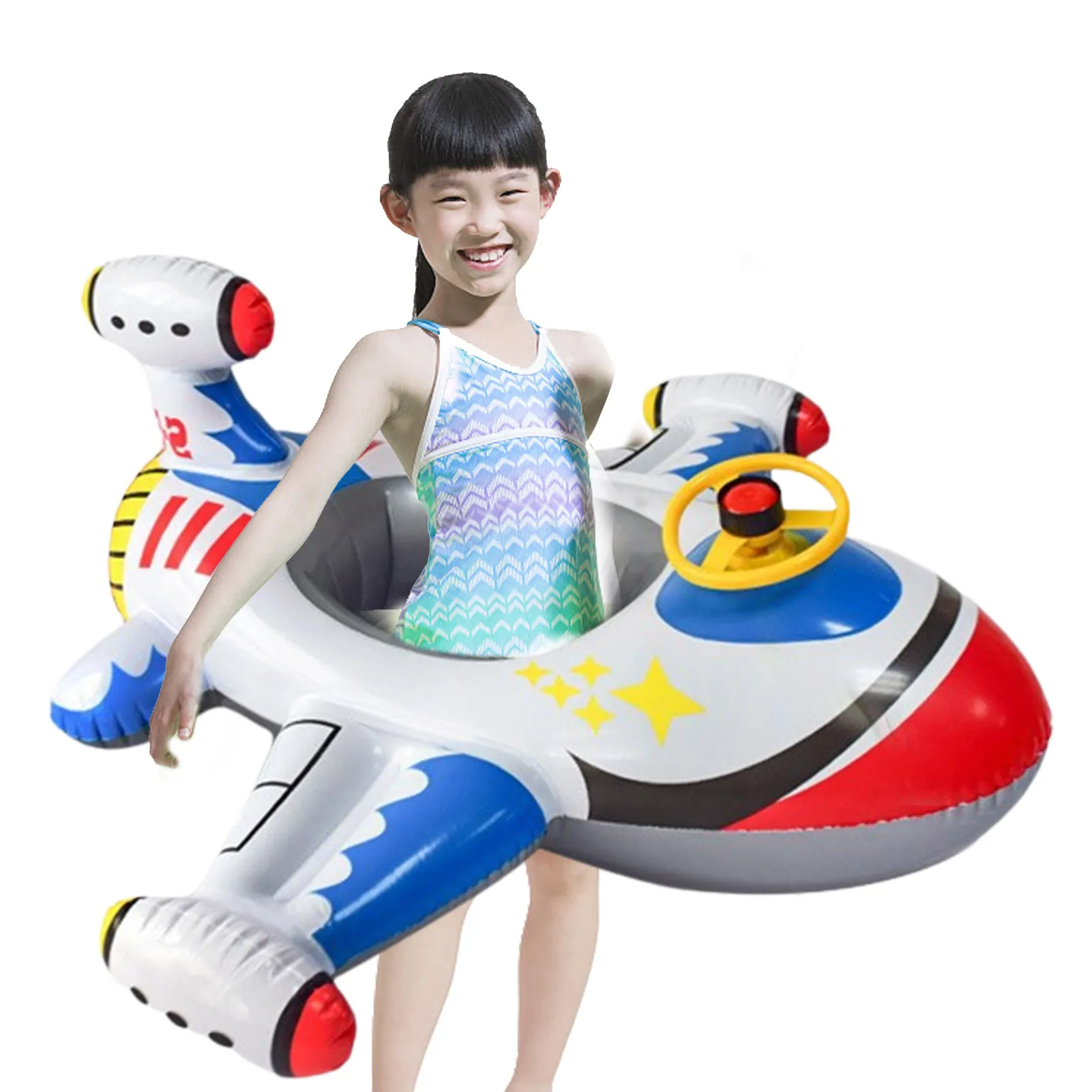 

Pool Floats For Toddlers Baby Iatable Pool With Steering Wheel Horn Airplane Swimming Floats With Seat Pool Boats Ride-on