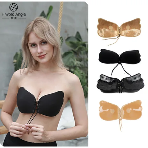 Women's sexy underwear invisible push up bra backless strapless bra seamless front cover women's self-adhesive silicone adhesive