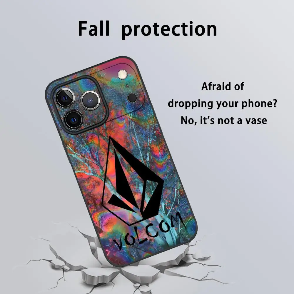 Фото Модный чехол для телефона V-Volcom для IPhone 17, 16, 15, 14, 13, 12, 11 Pro Max Plus, мини-черный матовый мягкий чехол №4