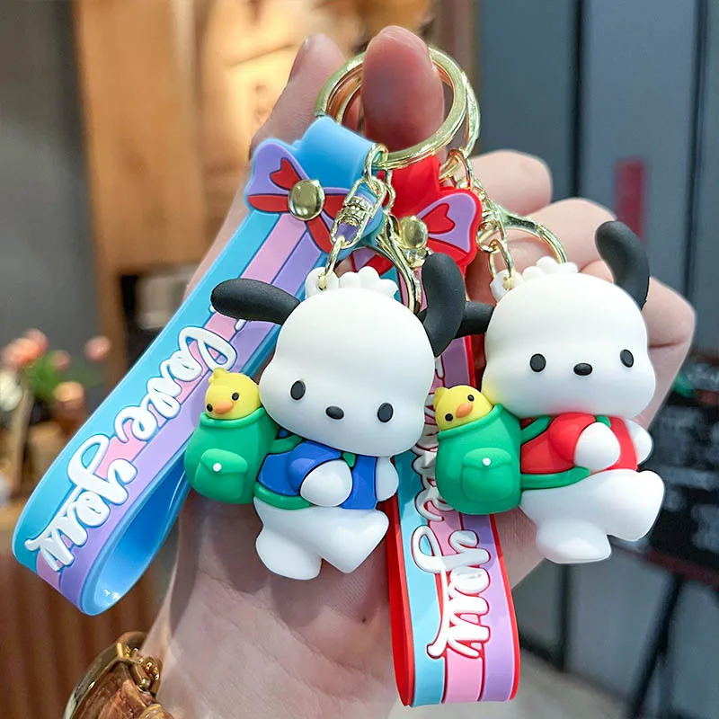 Kawaii милый рюкзак Sanrio Pochacco 3D кукла автомобильный брелок кулон женская сумка