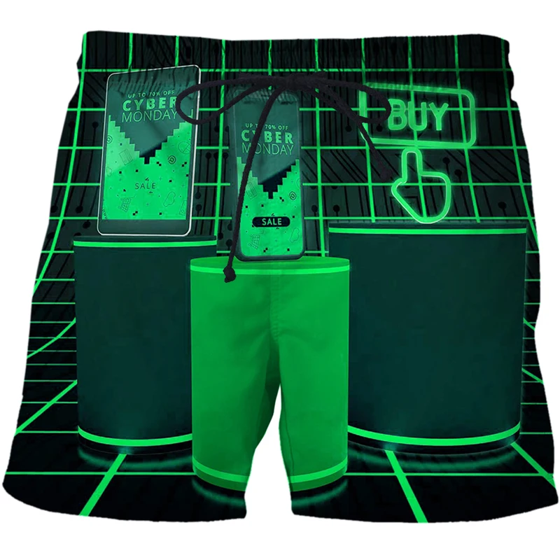 New Future technology rendering 3D Swimming trunks shorts Mens Funny Men's Boys Beach pants Sport shorts Top Size Fashion hot