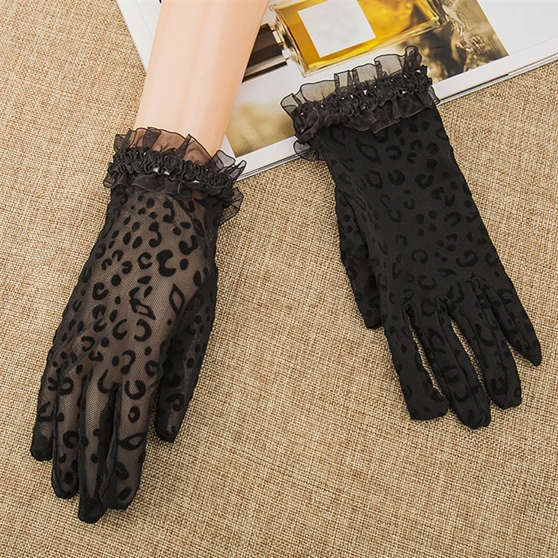 

Модные сексуальные леопардовые женские кружевные солнцезащитные перчатки с защитой от ультрафиолета для вождения женские сетчатые короткие тонкие перчатки 1 пара