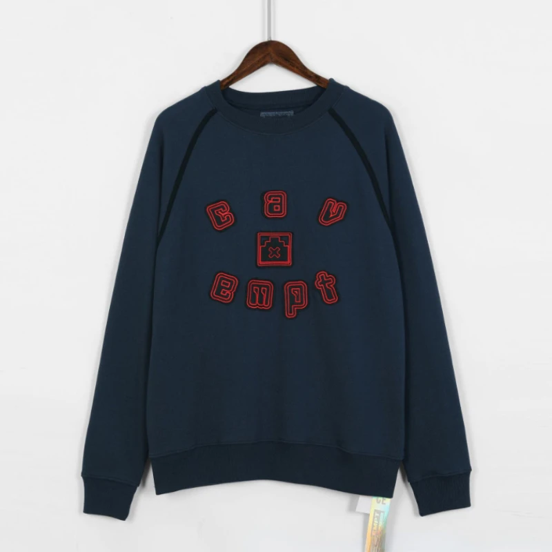 

C. Свитер с вышивкой в японском стиле для мужчин и женщин, вощеная окрашенная Наплечная рубашка с надписью, 1:1