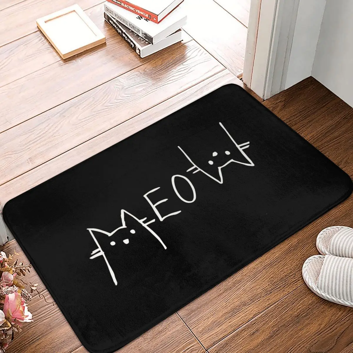 

Meow Non-slip Doormat Meow Cat Bath Bedroom Mat Welcome Carpet Home Pattern Decor